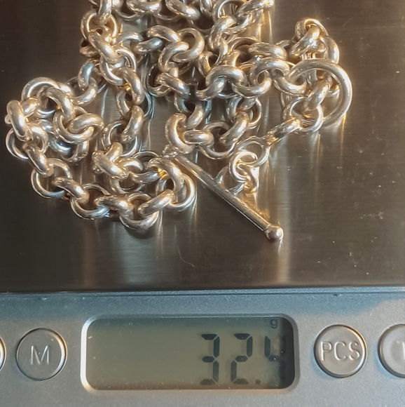 925 Sterling Silver Rolo Chain Toggle 8mm Necklace 17.50" Long - Picture 3 of 3